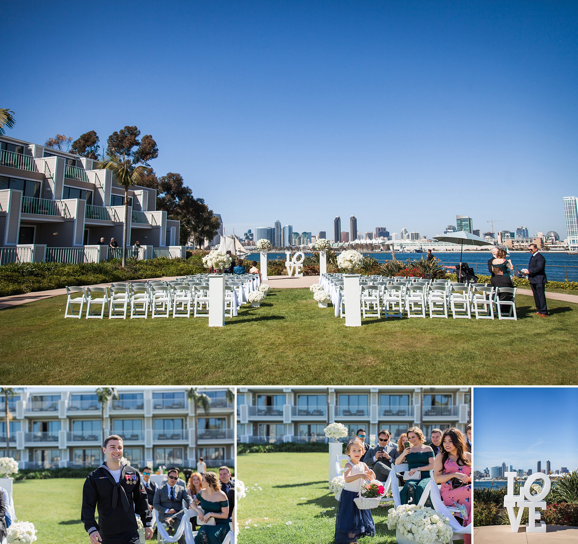 Coronado Island Marriott Resort & Spa Beautiful wedding day. Ceremony site at Coronado Island Marriott Resort & Spa.