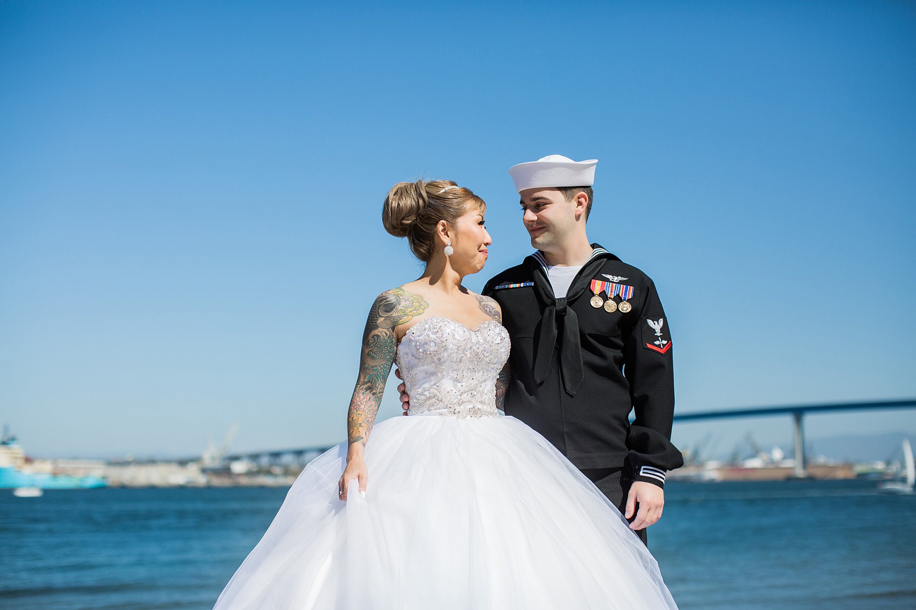 Coronado island wedding. Coronado Marriott by Coronado Bridge. Navy wedding.