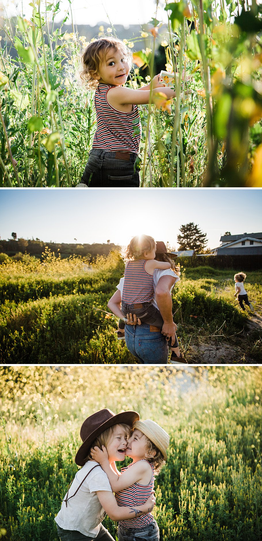Sunset family session in the field San Diego, sweet sibling image