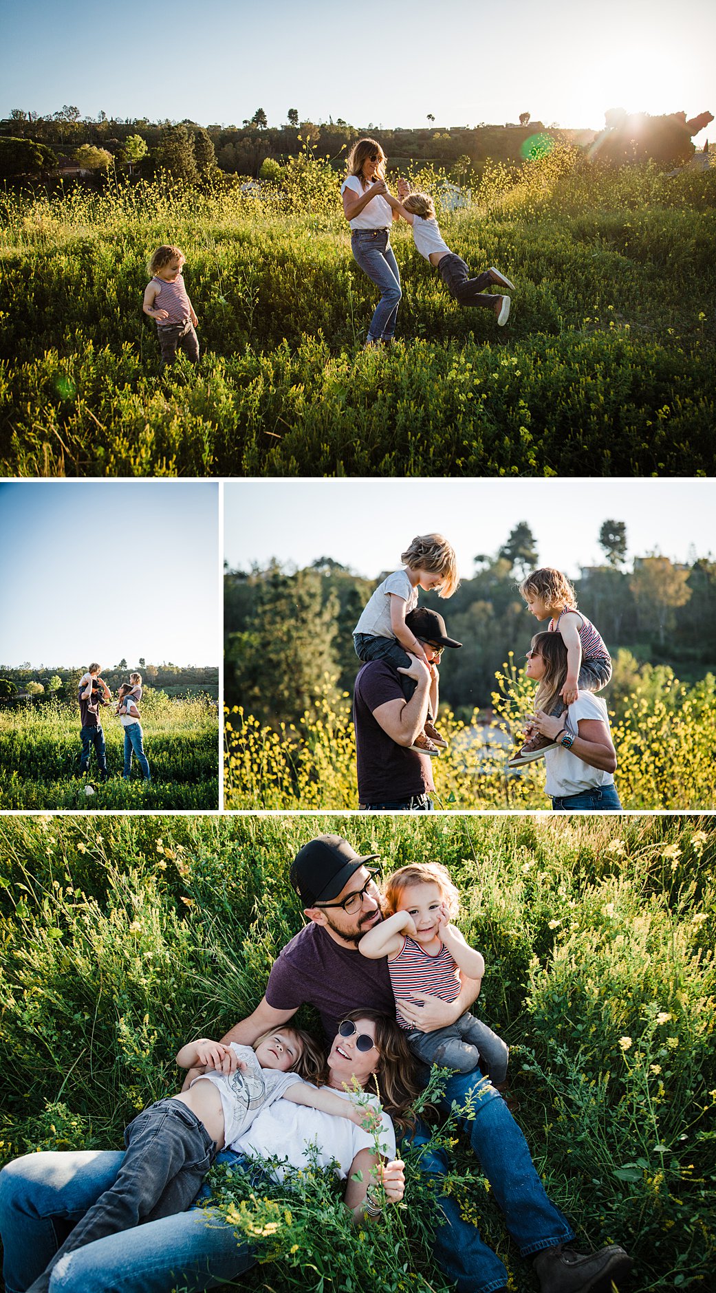 Golden Hour Sunset Family Pictures at San Diego Field