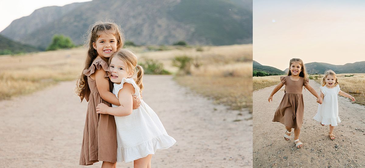 Sibling portrait at Mission Trails with grandparents, parents, and children during sunset.